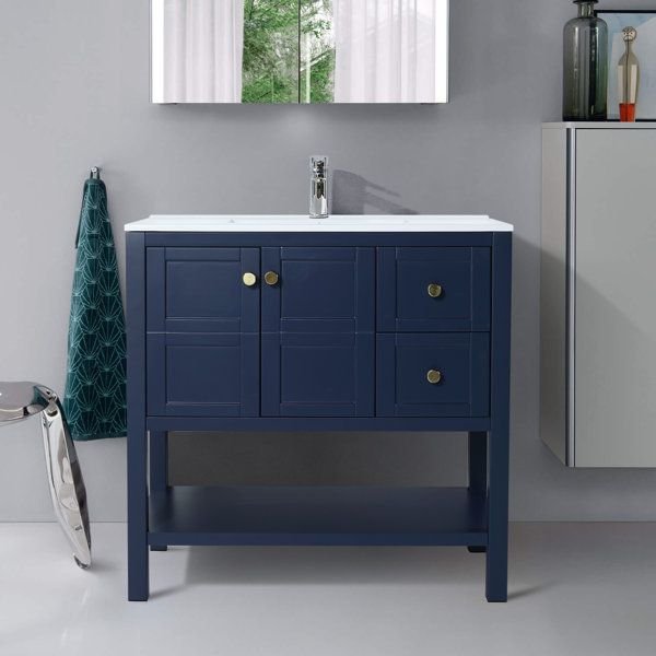 Latitude Run® Bathroom Vanity With Soft Close Drawers And Gel Basin